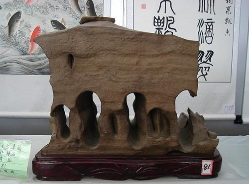 一块很奇怪的石头很像火山石,奇形怪状的石头像孔雀开屏