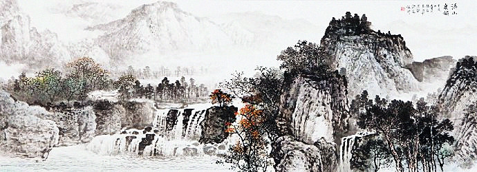 昌林水墨荷花国画,杨昌林山水画
