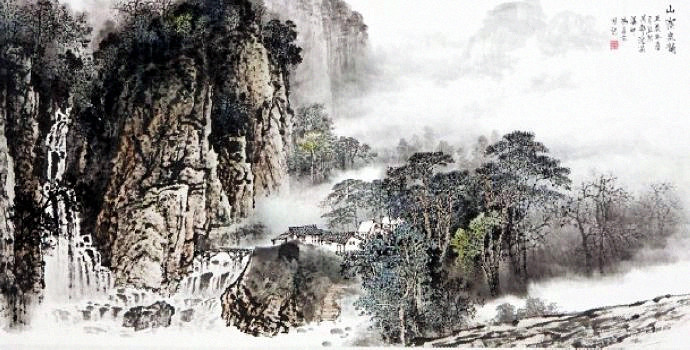 昌林水墨荷花国画,杨昌林山水画