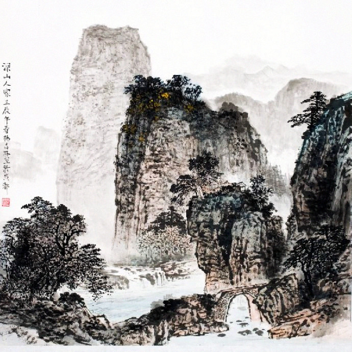 昌林水墨荷花国画,杨昌林山水画