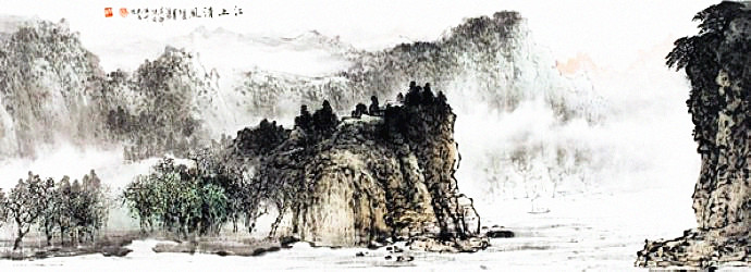 昌林水墨荷花国画,杨昌林山水画
