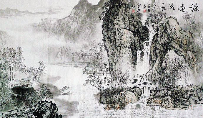 昌林水墨荷花国画,杨昌林山水画