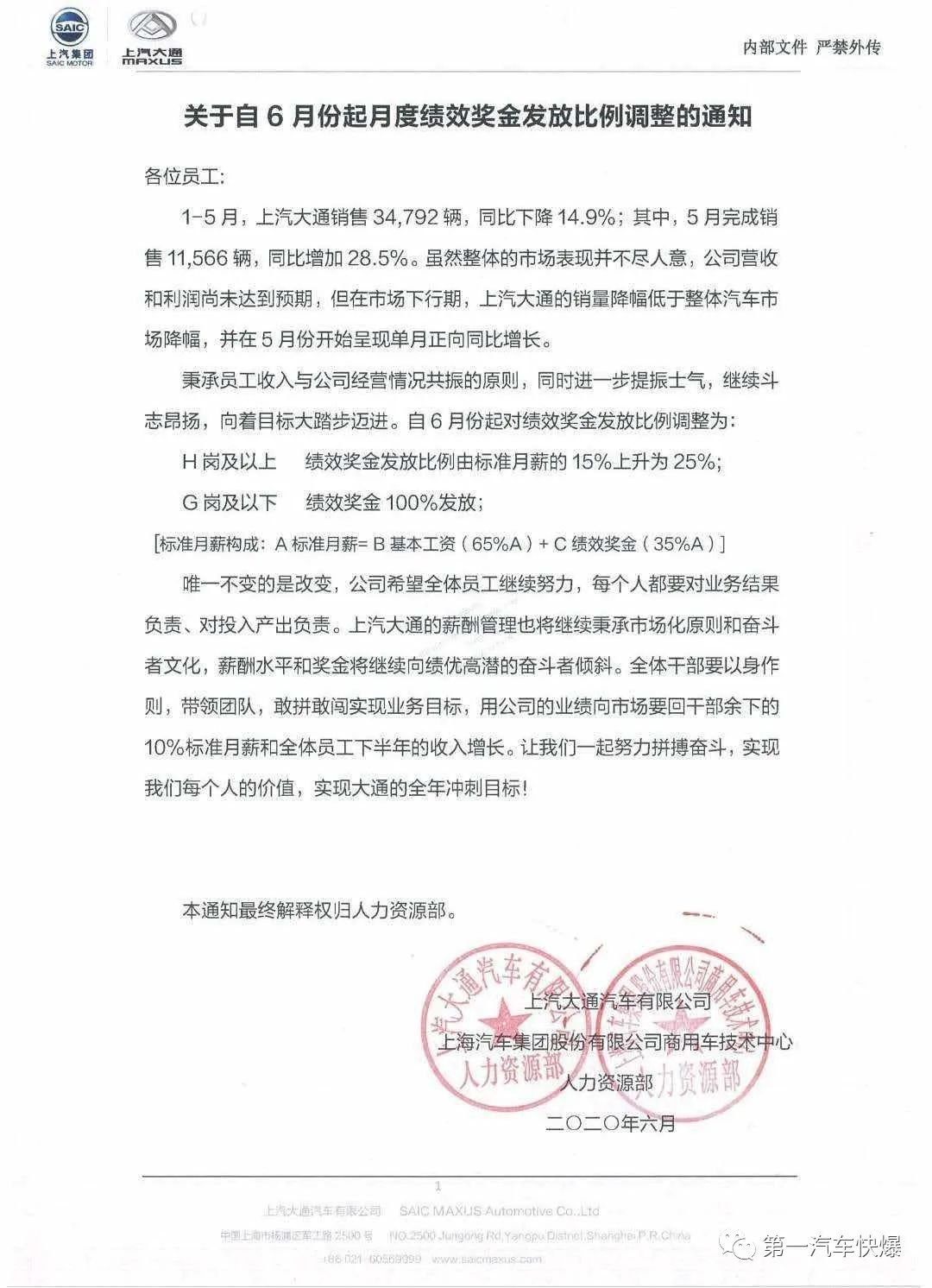 上汽集团员工降薪文件曝光,上汽集团降薪最新消息