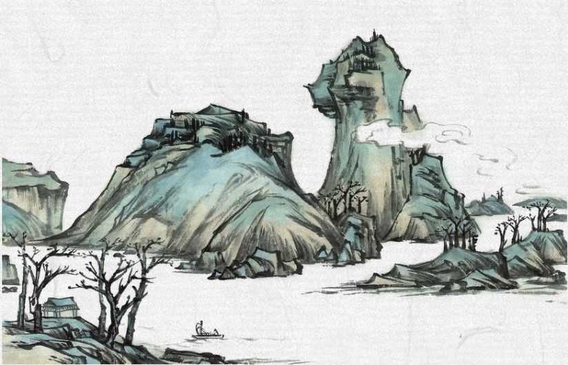 儿童山水画10-12岁国画范画,零基础国画山水画教学视频