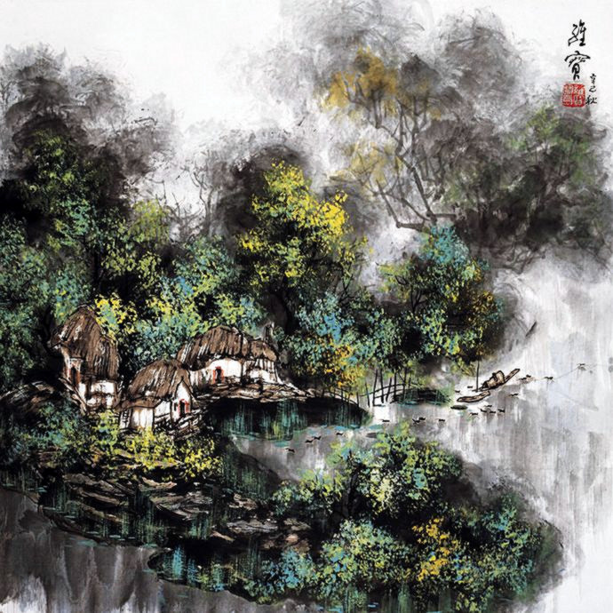 古香古色山水画,岭南风景国画
