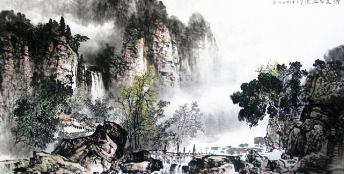 昌林水墨荷花国画,杨昌林山水画
