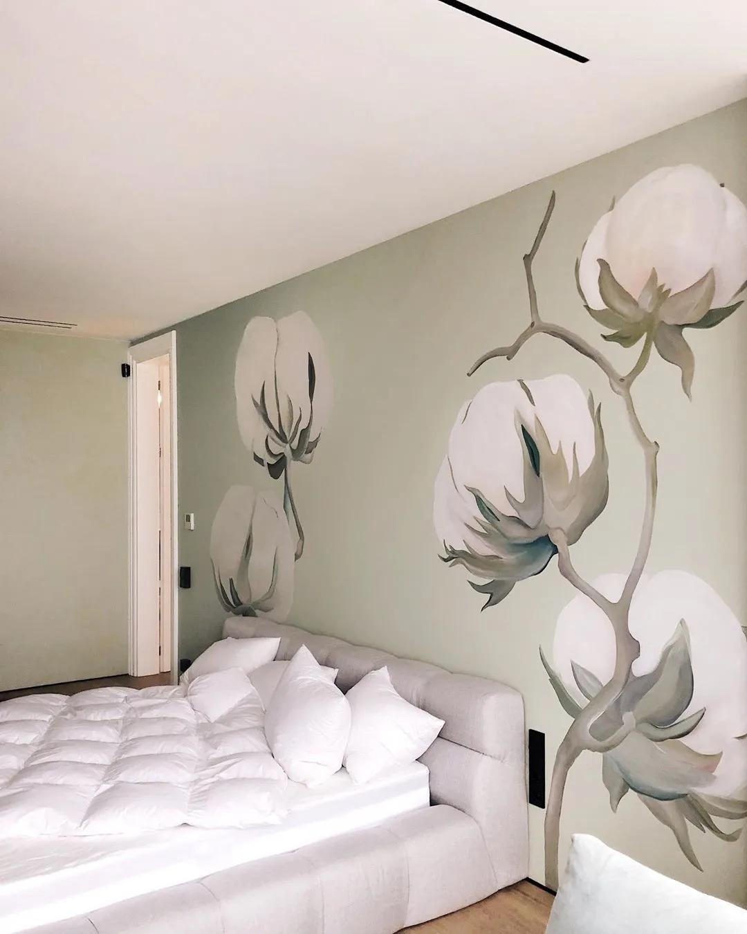 花卉墙绘,墙绘花卉色彩作品