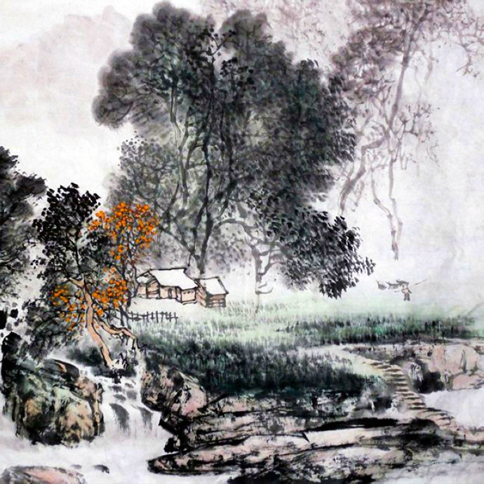 昌林水墨荷花国画,杨昌林山水画