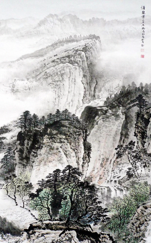 昌林水墨荷花国画,杨昌林山水画