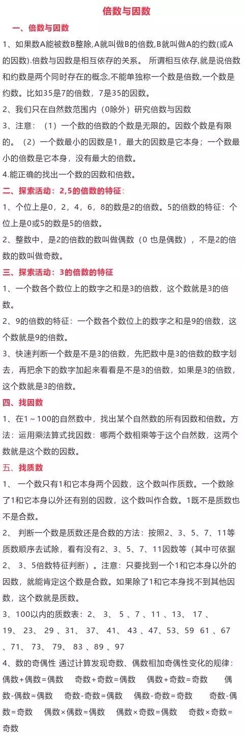 北师大五年级上册第三单元倍数,五年级下册数学因数与倍数练习题