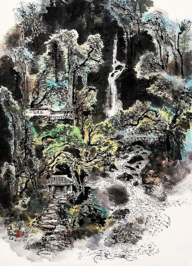 古香古色山水画,岭南风景国画