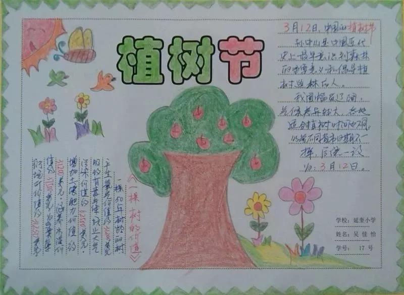 3.12植树节手抄报素材+模板+1~6年级作文范文，快收藏