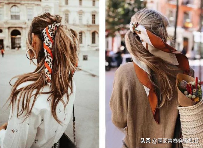 丝巾系法不包头,丝巾配无领衬衫系法