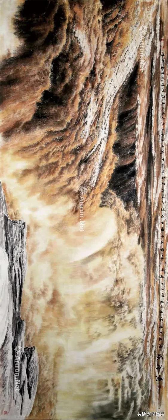 山水风景画黄河,山水画黄河惊涛骇浪