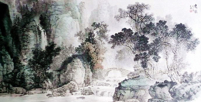 昌林水墨荷花国画,杨昌林山水画