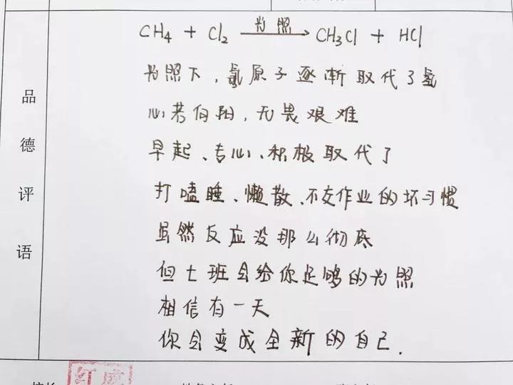 化学老师期末评语大全,化学方程式期末评语