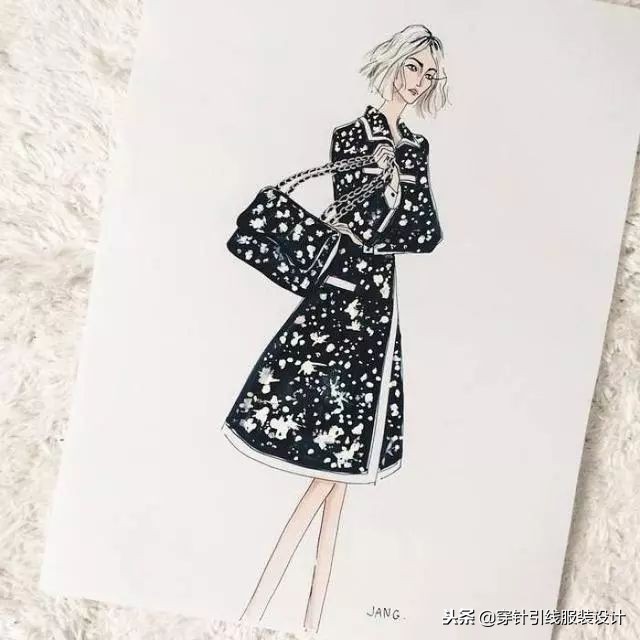 超好看的衣服手绘,服装琴瑟主题手绘效果图