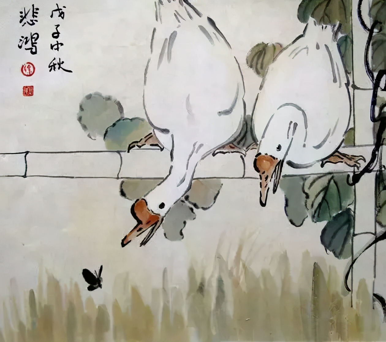 写意鹅国画图片,朱雪娥国画100幅
