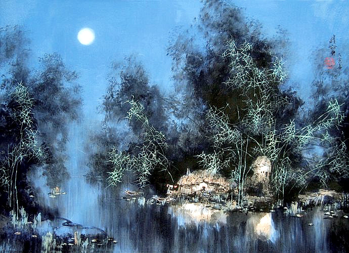 古香古色山水画,岭南风景国画