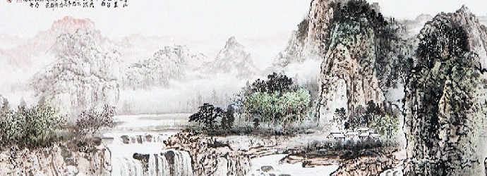 昌林水墨荷花国画,杨昌林山水画